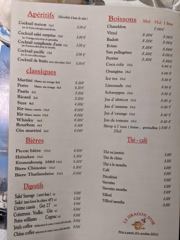 Le Dragon d'Or - Menu Image 1